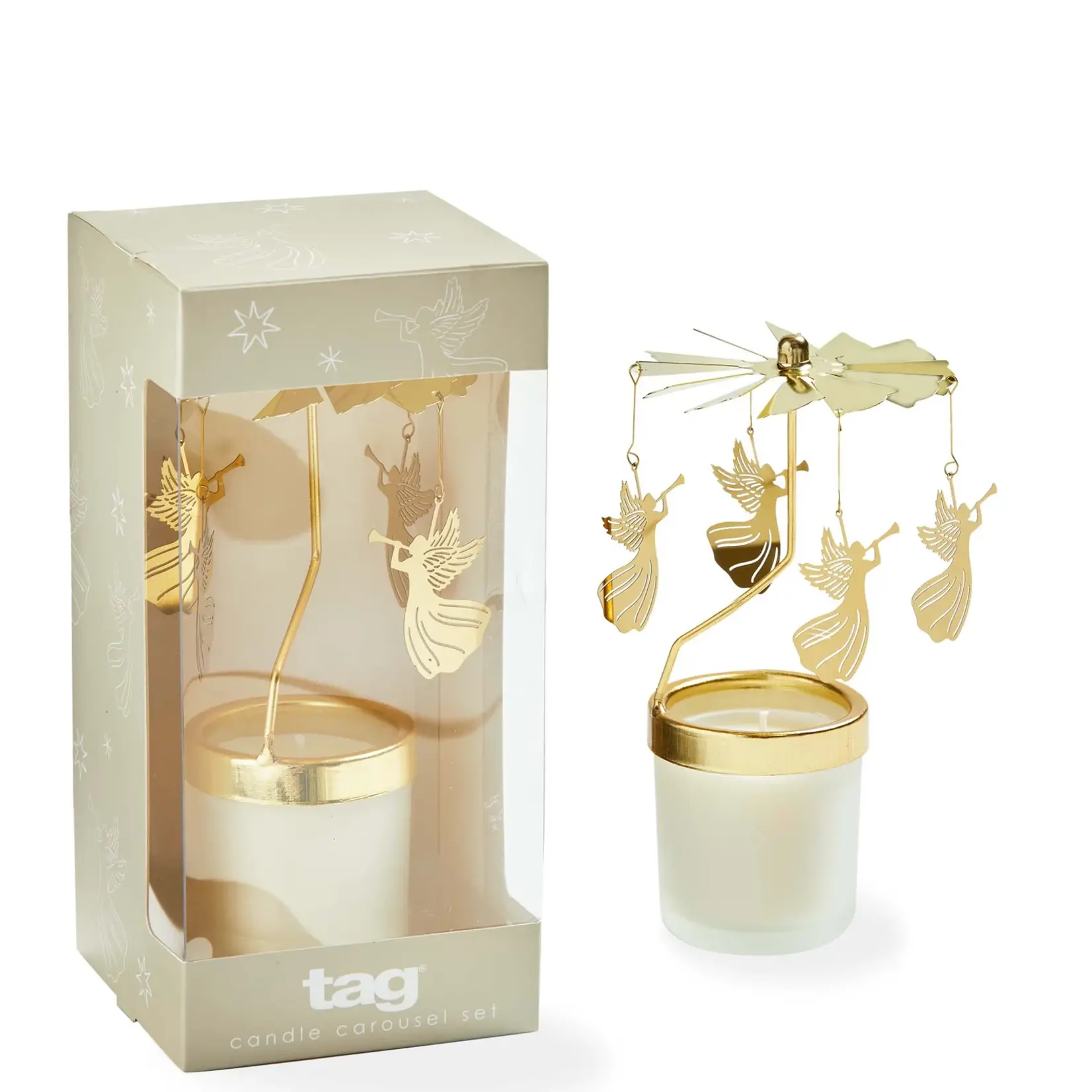 Tag True Living Snowcap Angel Carousel Candle