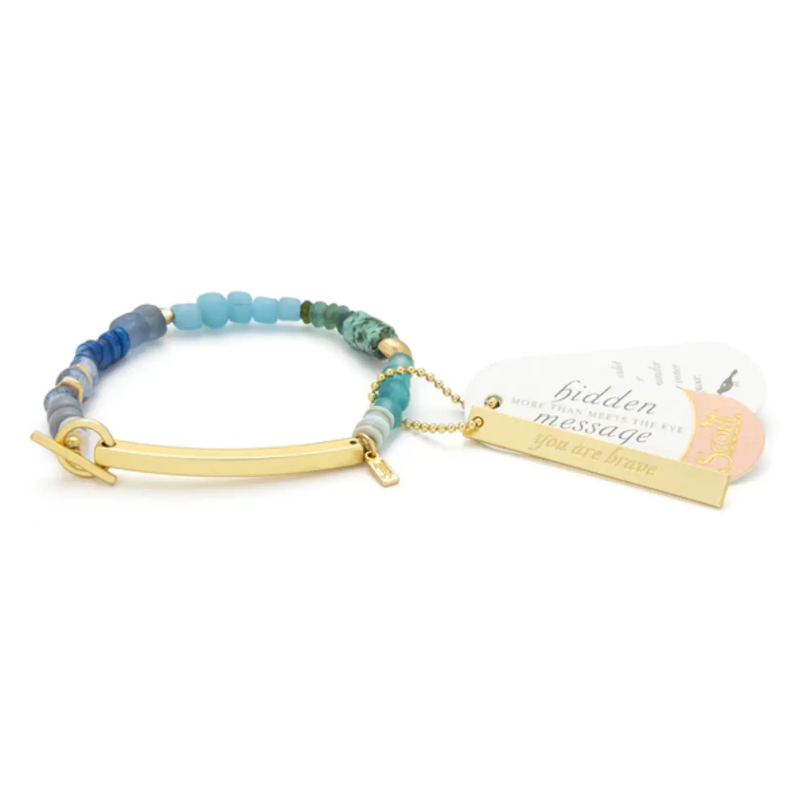 Scout Jewerly Hidden Message Bracelet - Brave/African Turquoise/Gold