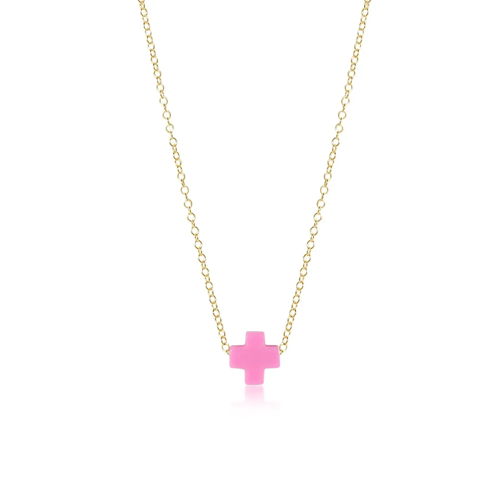 enewton Signature Cross Bright Pink: Gold Short Necklace