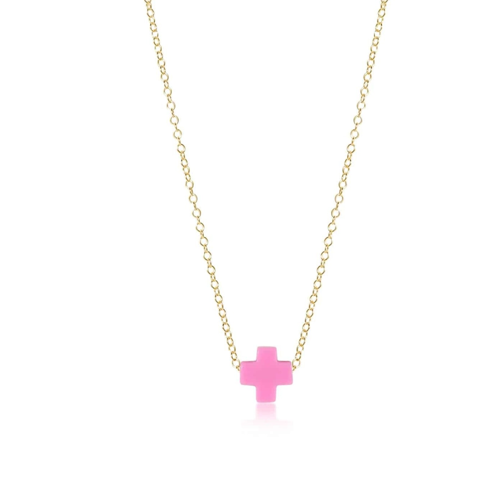 enewton egirl 14" Necklace Gold - Signature Cross Small Bright Pink