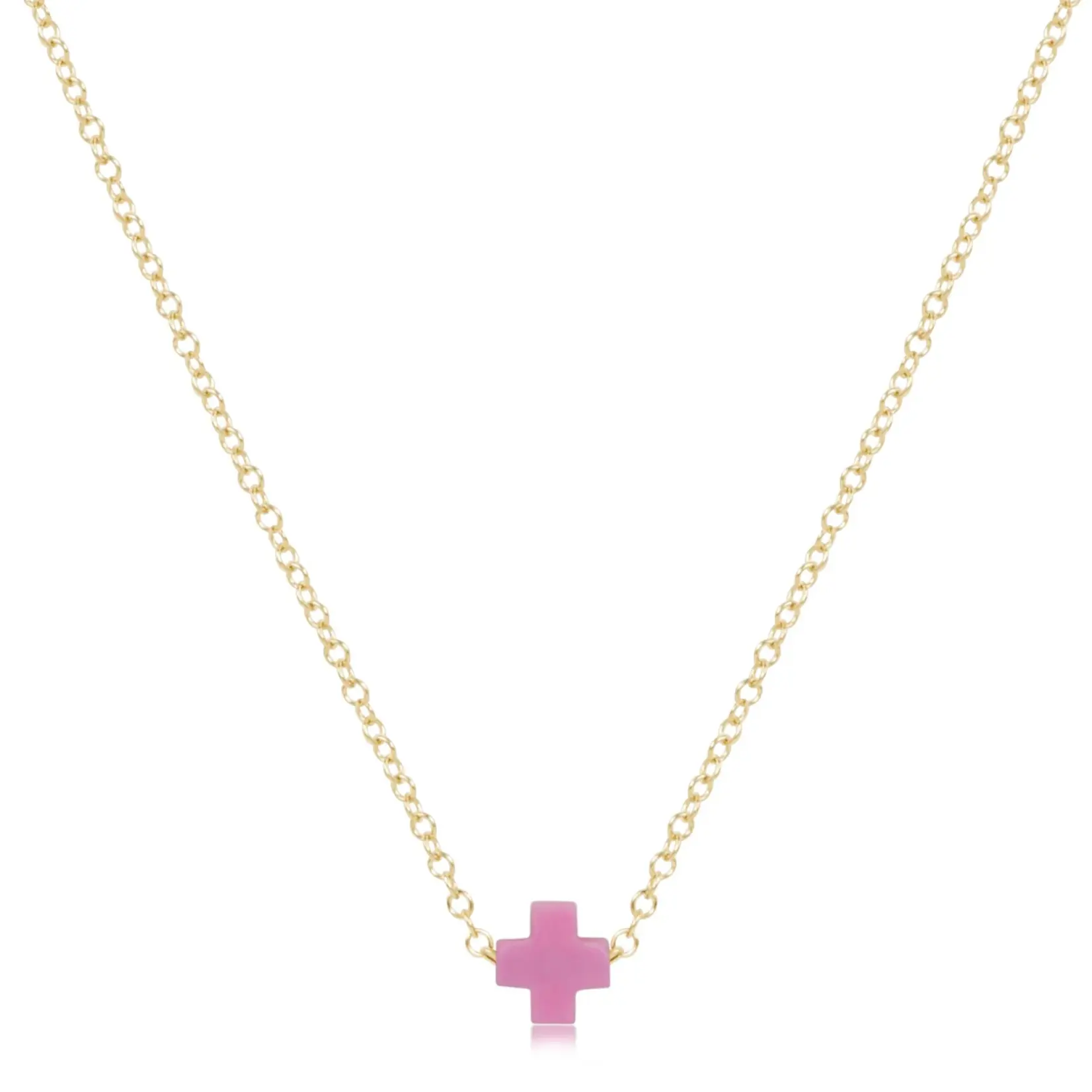 enewton 16" necklace gold - signature cross small bright pink