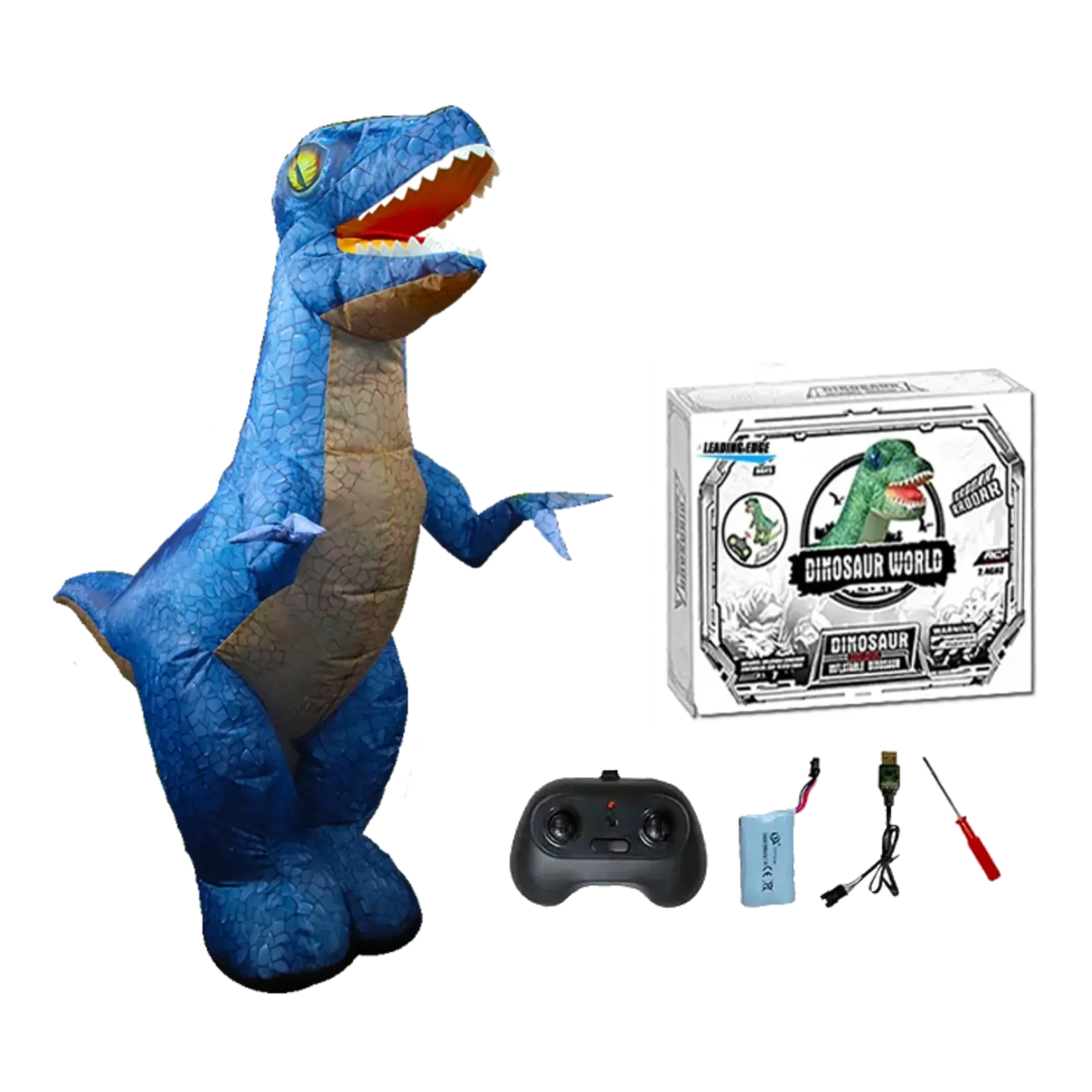 Leading Edge Novelty Remote Control Inflatable Dinosaur Blue