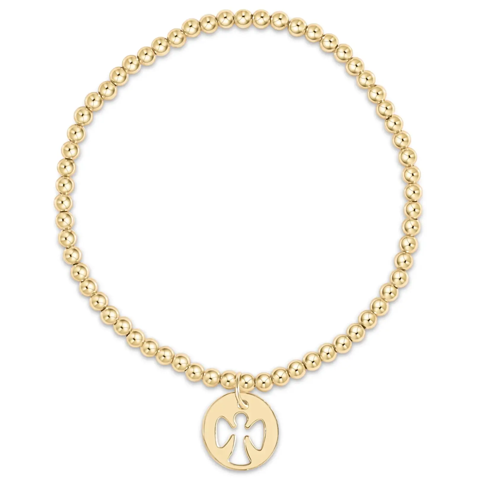 enewton egirl Classic Gold 3mm Bead Bracelet - Guardian Angel Gold Disc