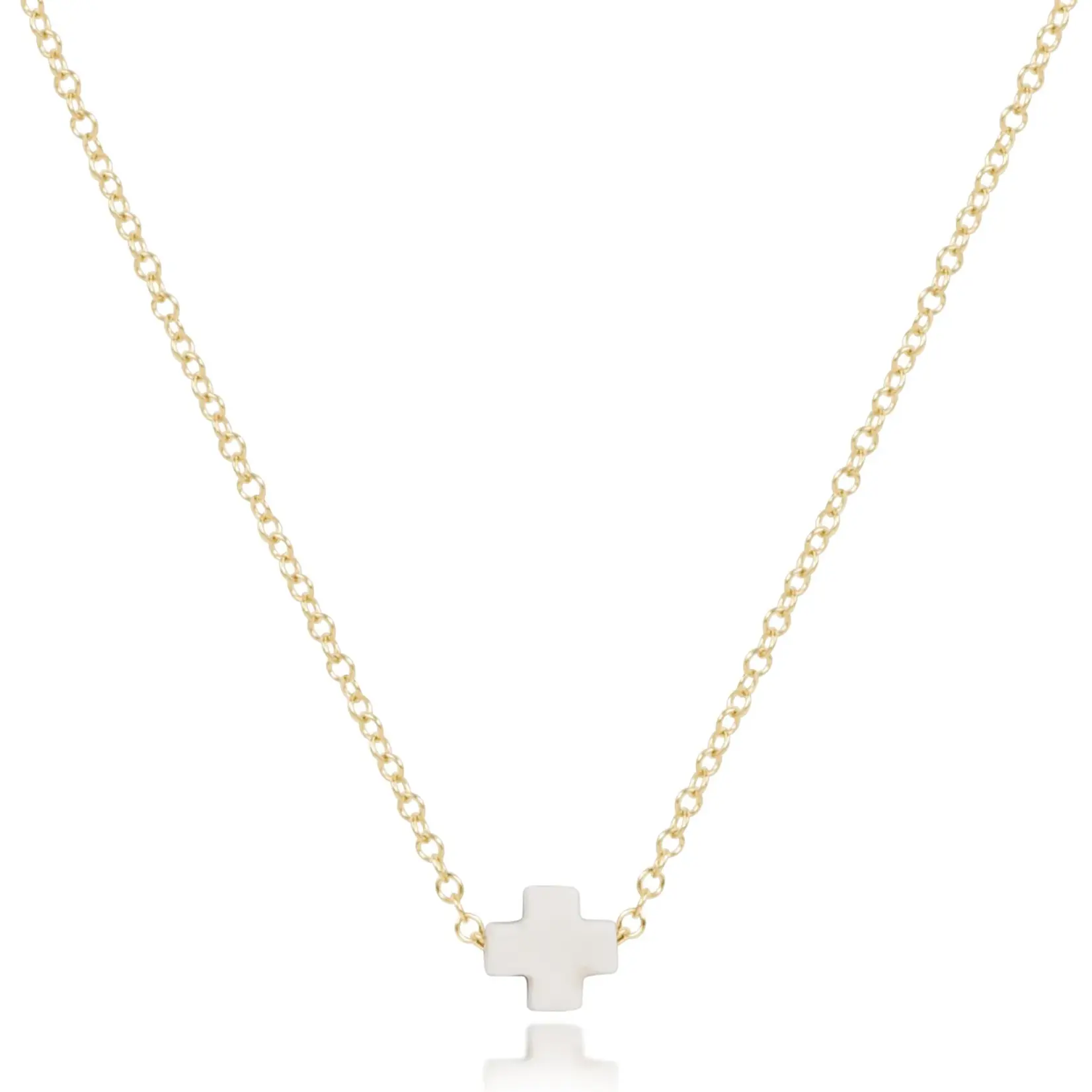 enewton egirl 14" Necklace Gold - Signature Cross Small Off-White