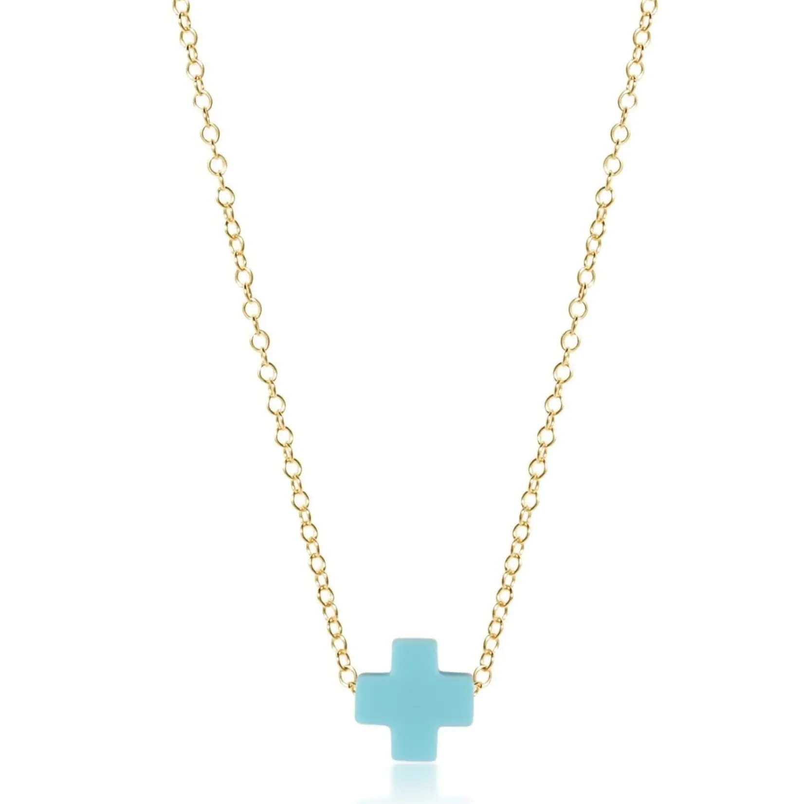 enewton egirl 14" Necklace Gold - Signature Cross Small Turquoise
