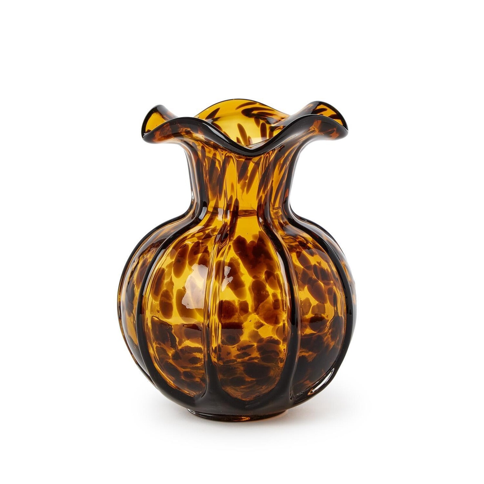 Two's Company Ruffled Tortoise Print Vase