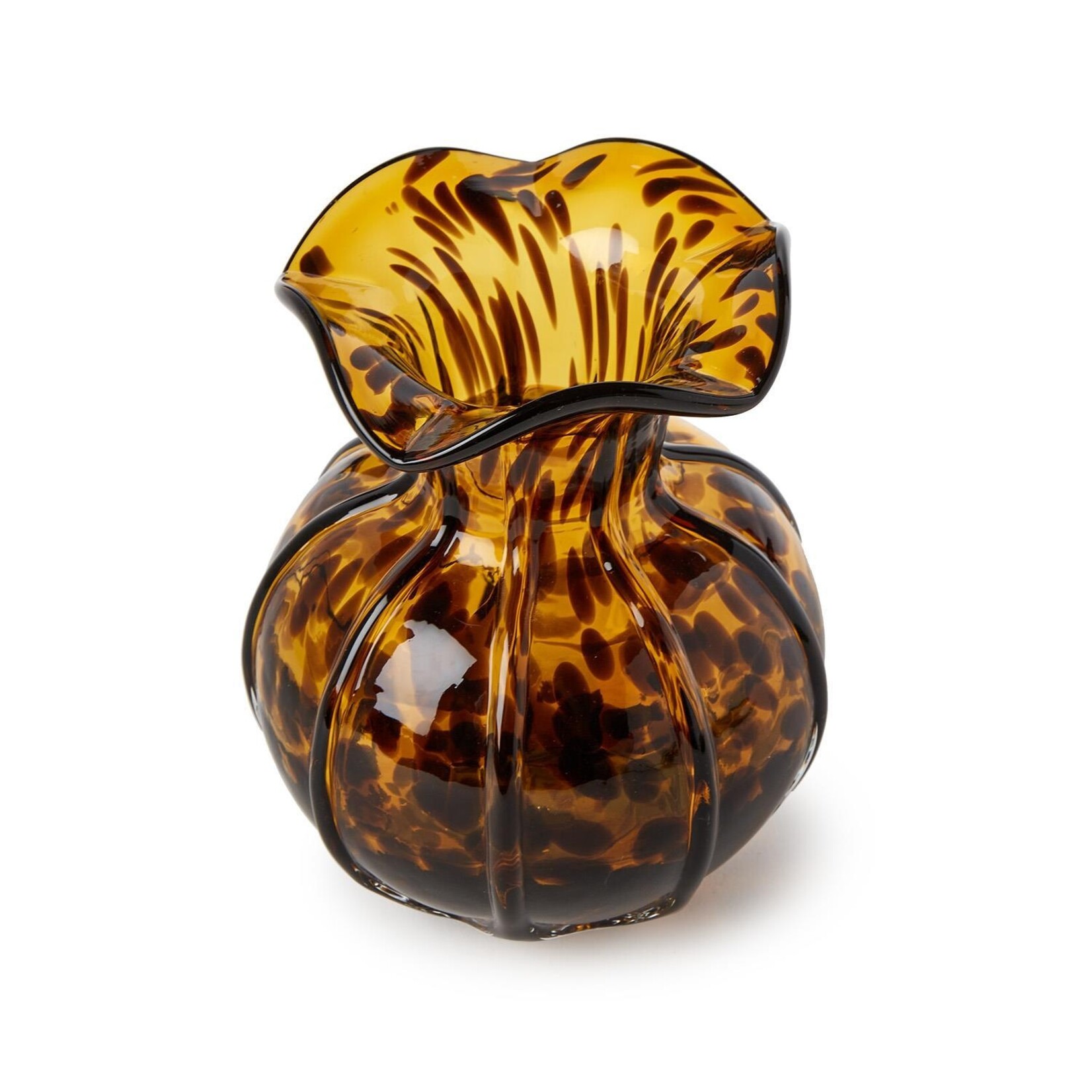 Two's Company Ruffled Tortoise Print Vase