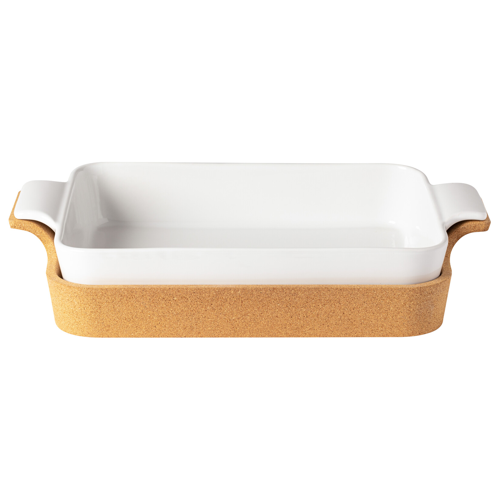 Casafina Ensemble Rectangle Baker w/Cork, white,