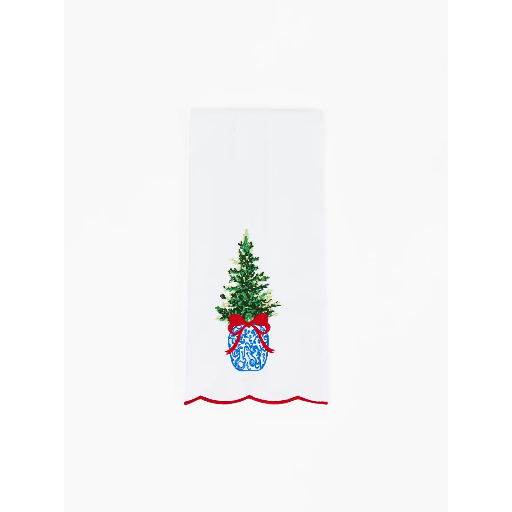 Mary Square Chinoiserie Tree Embroidered Tea Towel