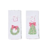 Two's Company Bow-tiful Set of 2 Dish Towels with Satin Bow Accent