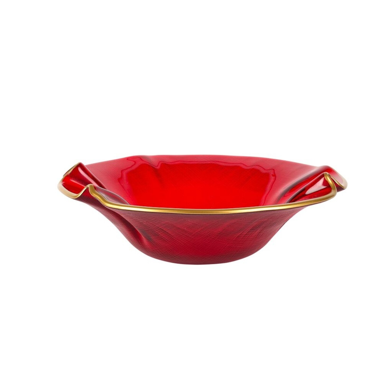 Vietri Holiday Glass Medium Ruffled Bowl