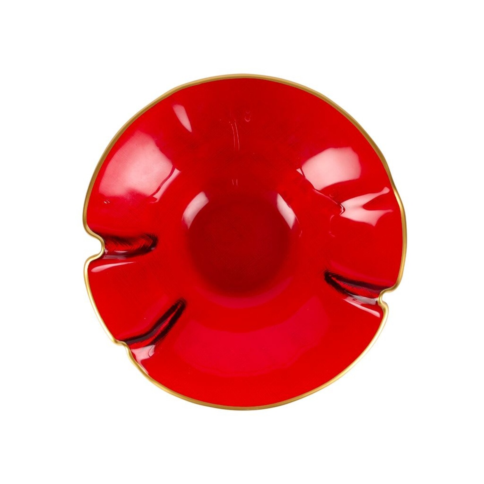 Vietri Holiday Glass Medium Ruffled Bowl