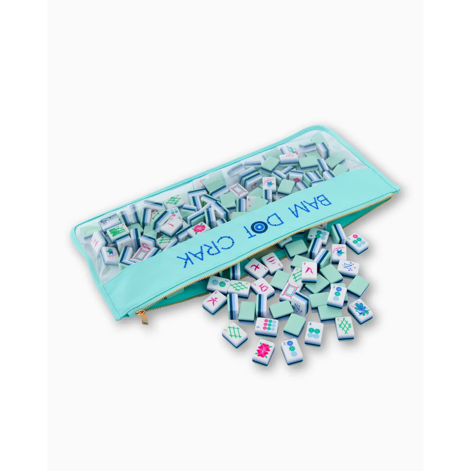 Oh My Mahjong Mint Bam Dot Crack Mahjong Tile Storage Bag