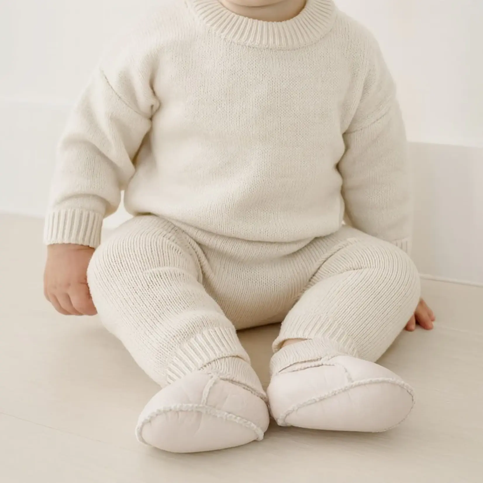 Finn + Emma Baby Cozy Organic Booties White