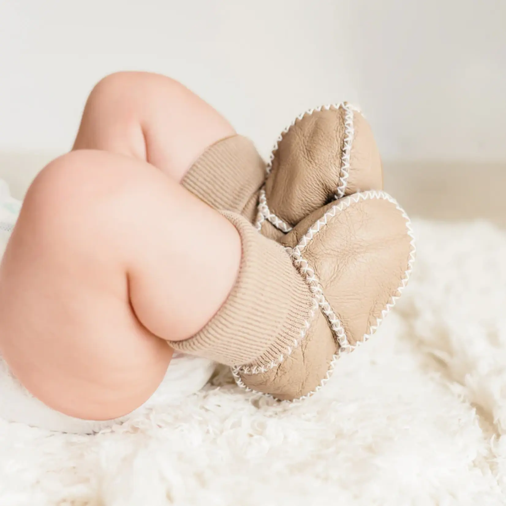 Finn + Emma Baby Cozy Organic Booties Tan