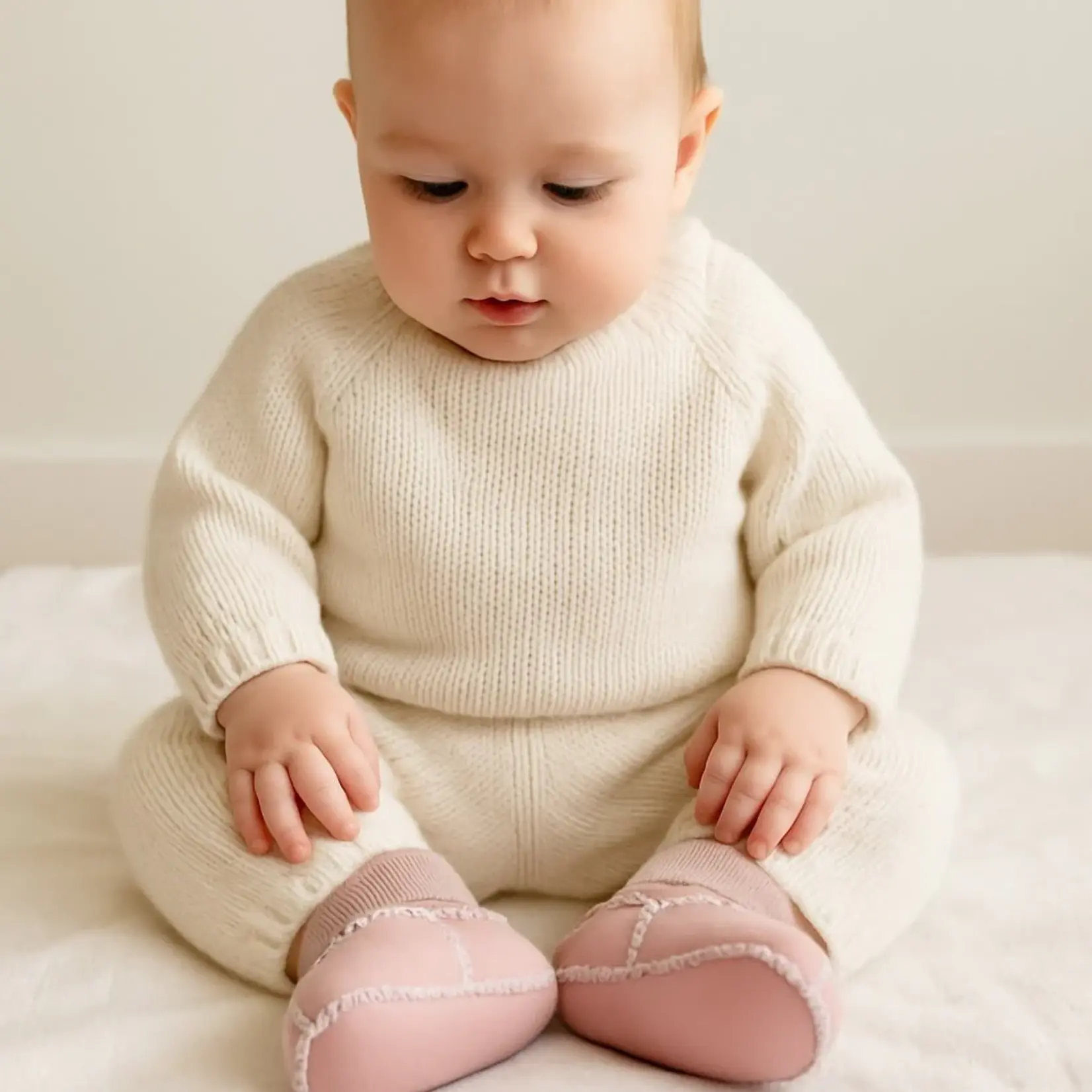 Finn + Emma Baby Cozy Organic Booties Rose Pink