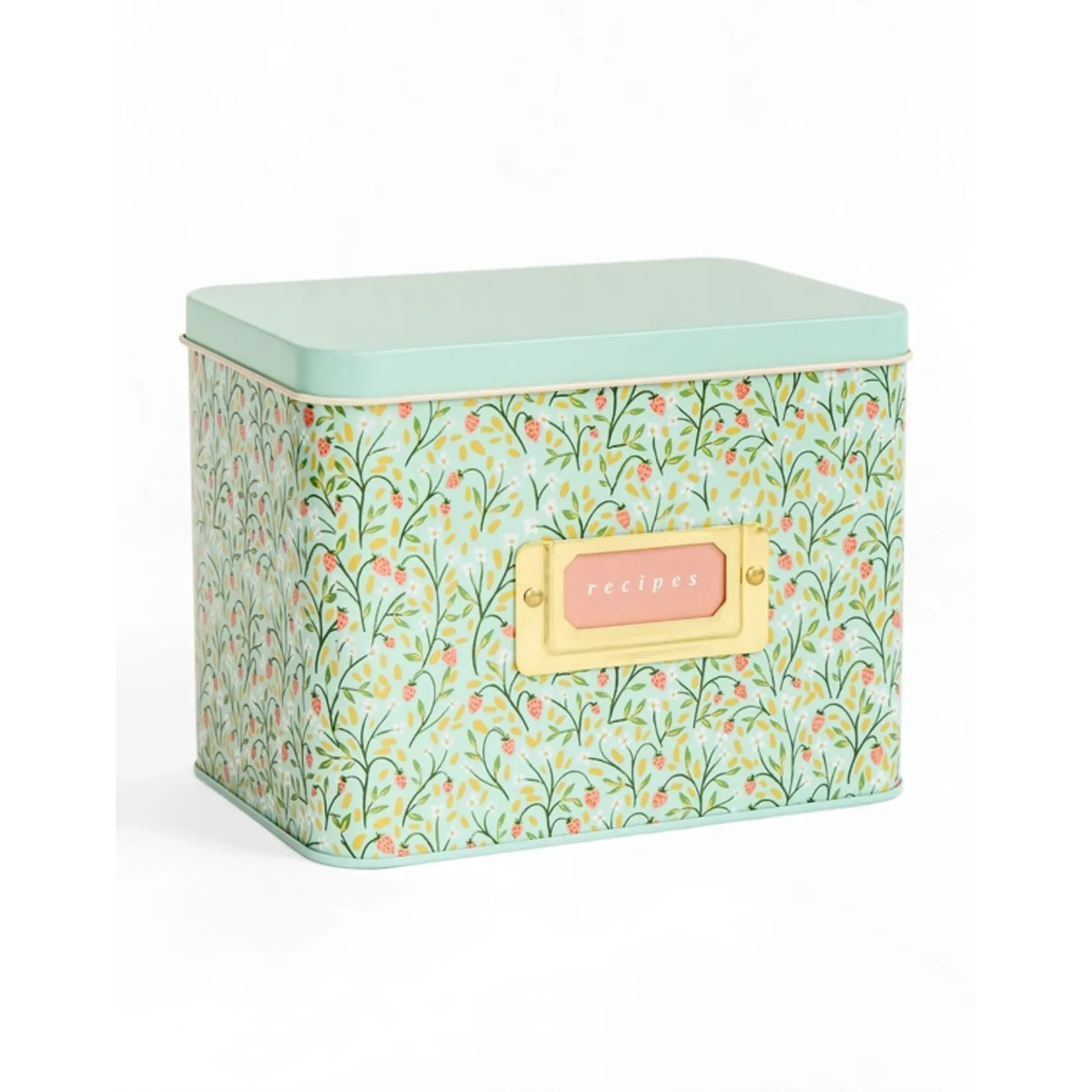 Canoe Strawberry Meadow Tin Recipe Box