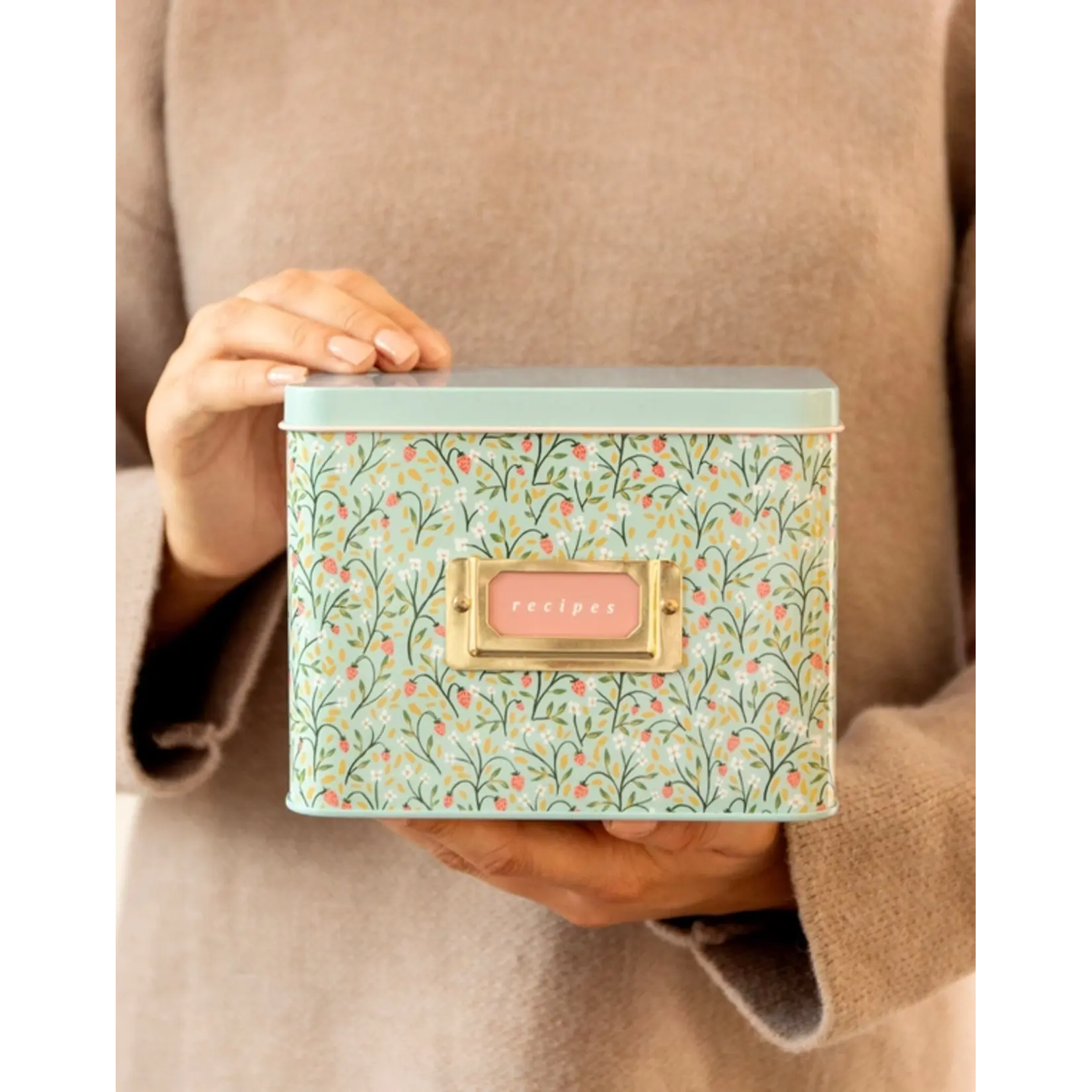 Canoe Strawberry Meadow Tin Recipe Box