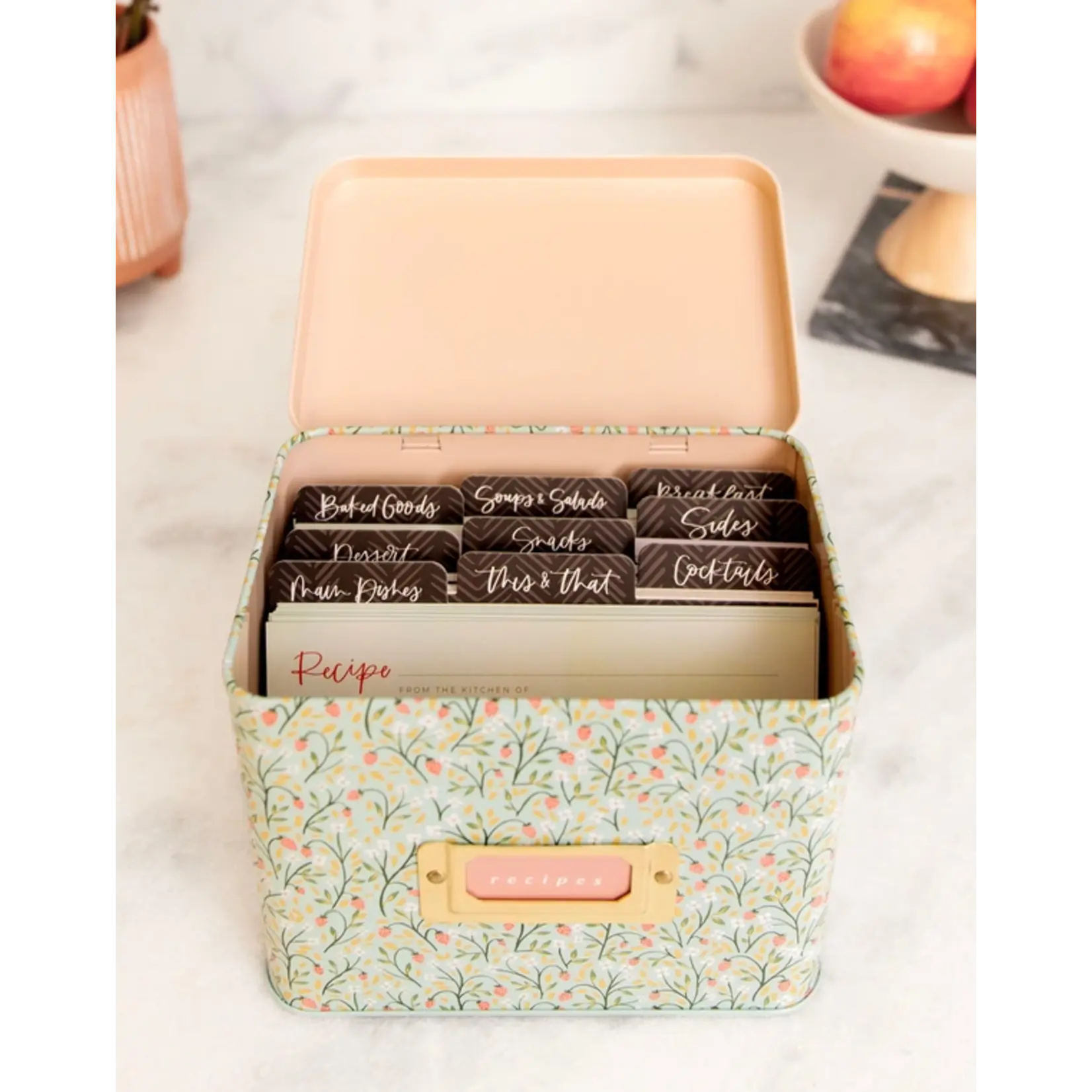 Canoe Strawberry Meadow Tin Recipe Box