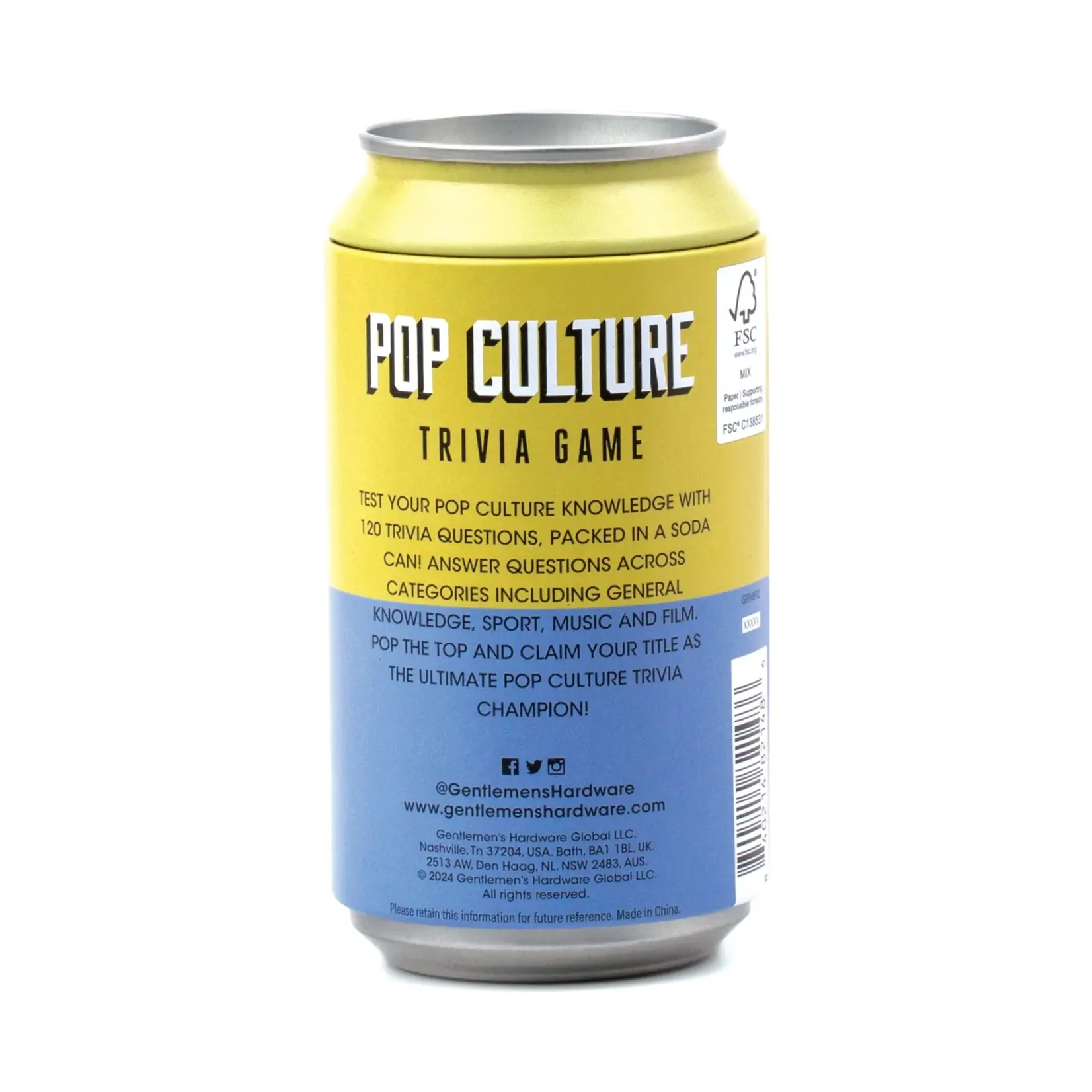 Gentlemens Hardware Pop Quiz in a Can