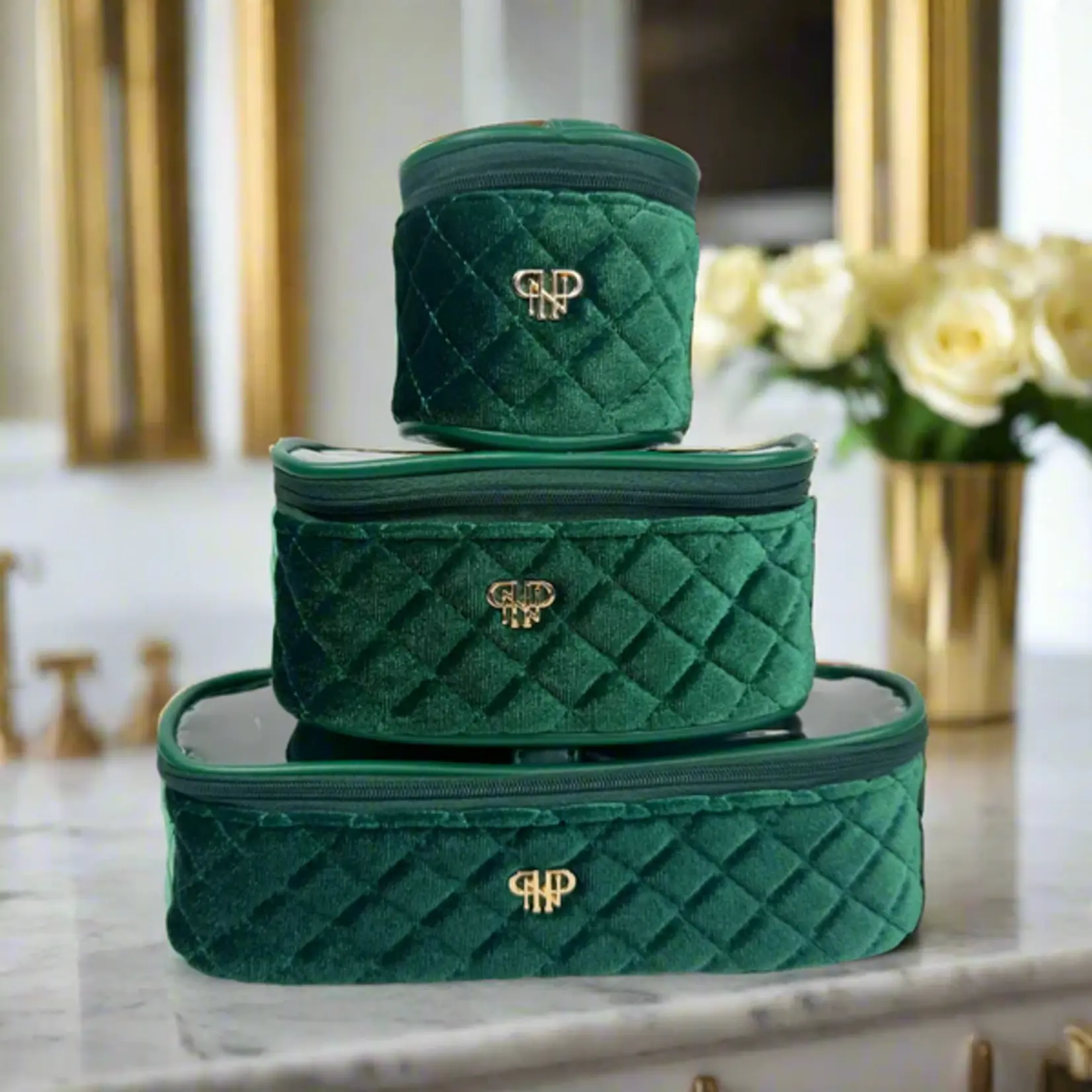 PurseN Trio Jet Setter Emerald Velvet