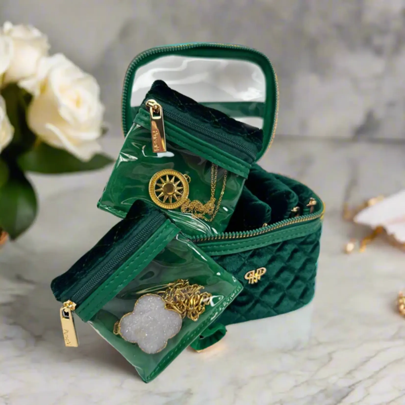 PurseN Getaway Jewelry Bag Emerald Velvet