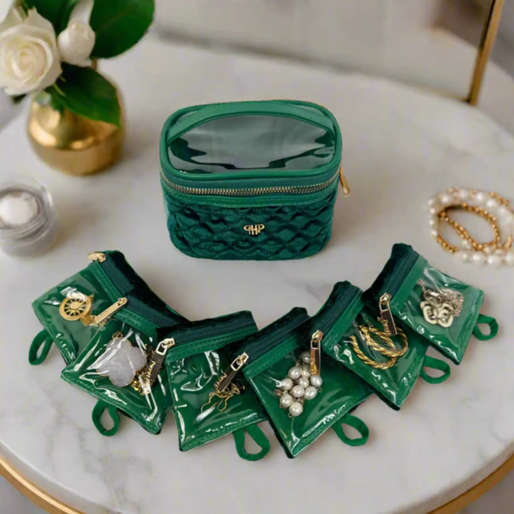PurseN Getaway Jewelry Bag Emerald Velvet