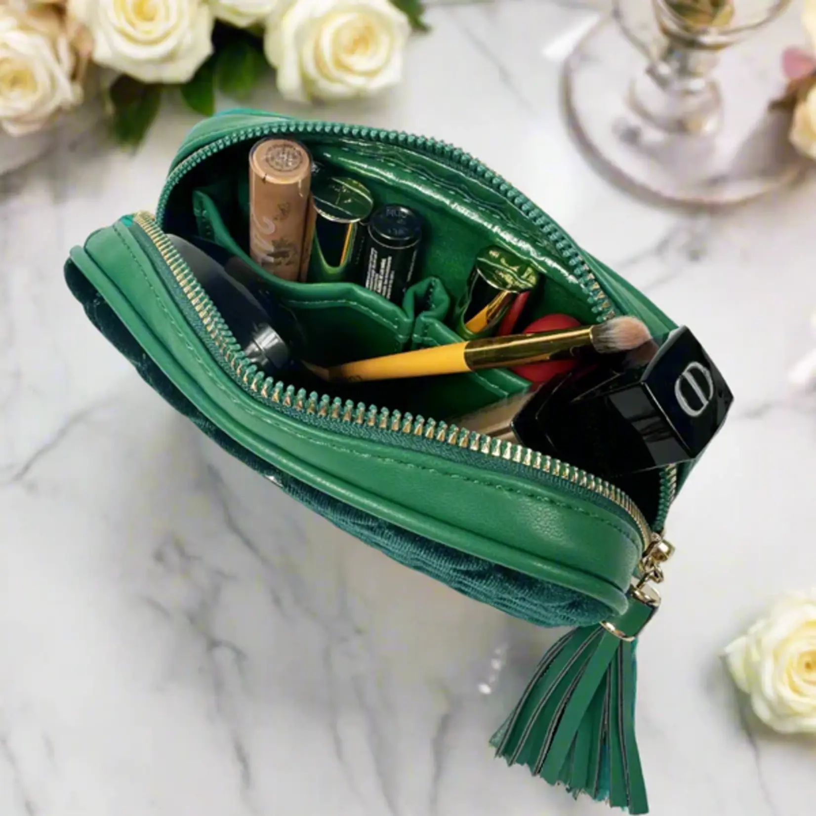PurseN Glam Makeup Case Emerald Velvet