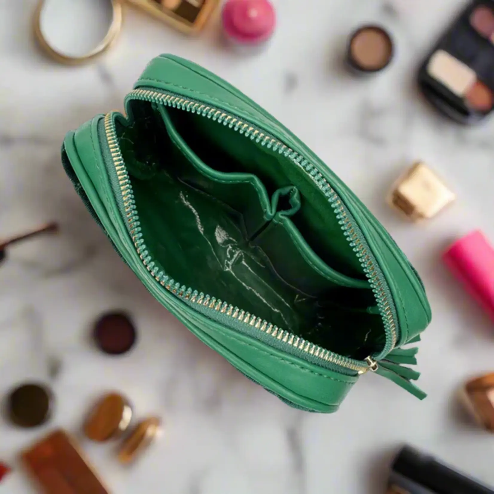 PurseN Glam Makeup Case Emerald Velvet