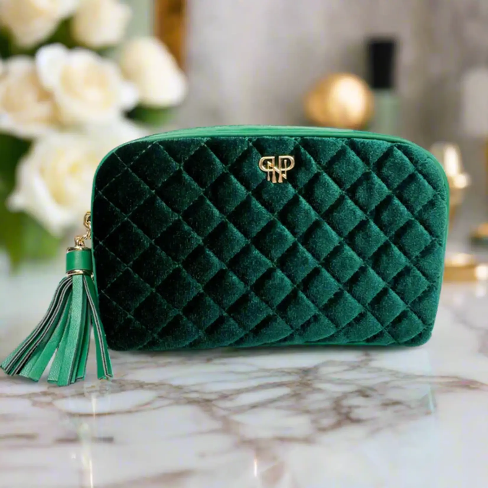 PurseN Glam Makeup Case Emerald Velvet