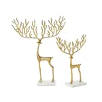 Two's Company Golden Reindeer Sculpture Large