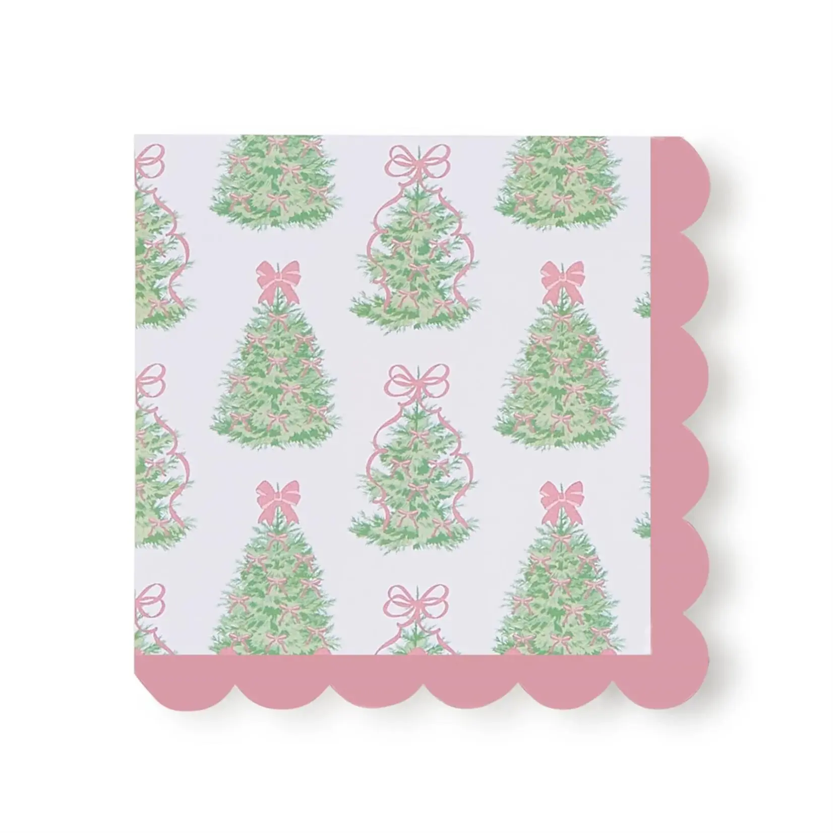 Two's Company Fancy and Festive 3-Ply Paper Cocktail Napkin with Scalloped Edge