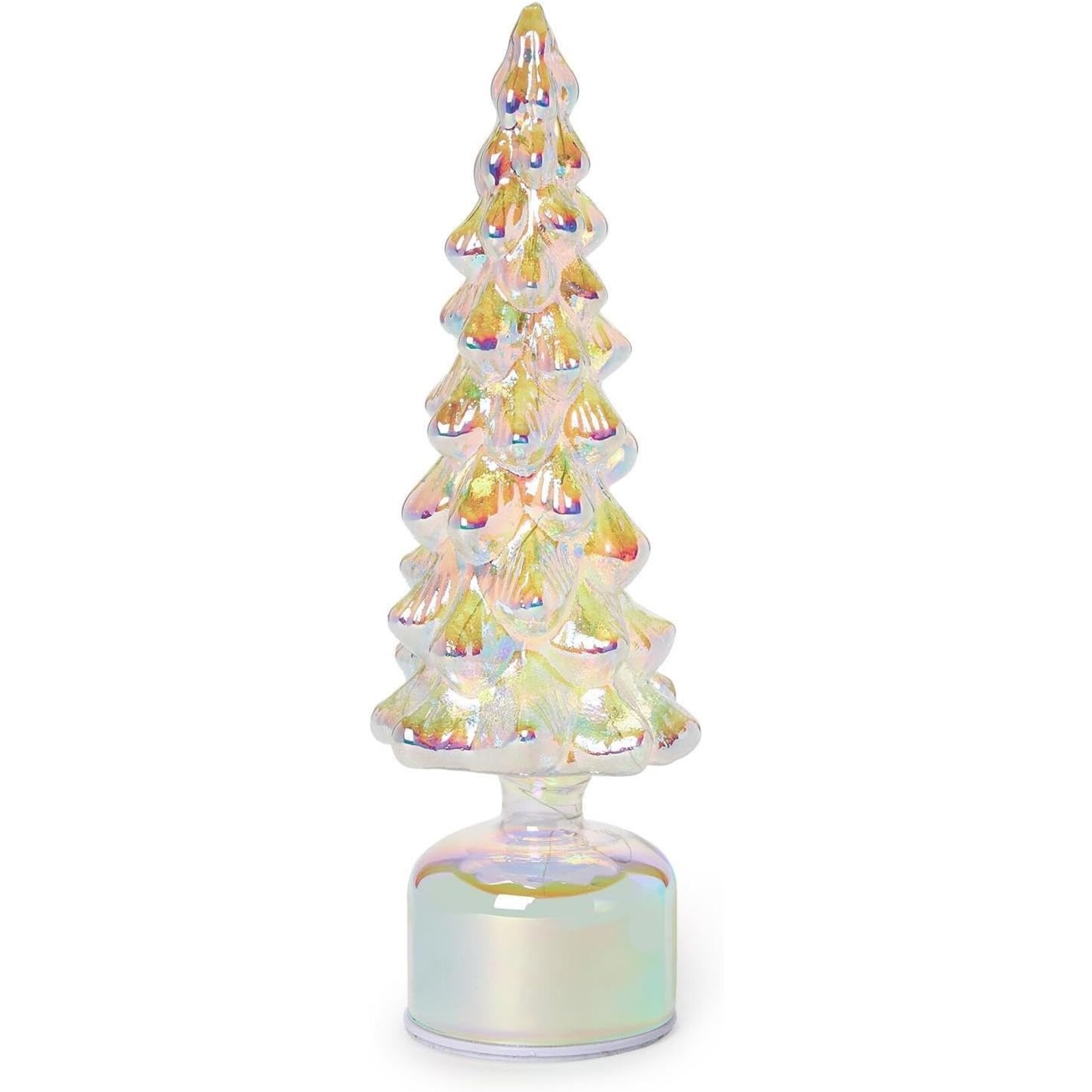 Two's Company Silver Belle Iridescent Light-Up Tree with Rotating Base