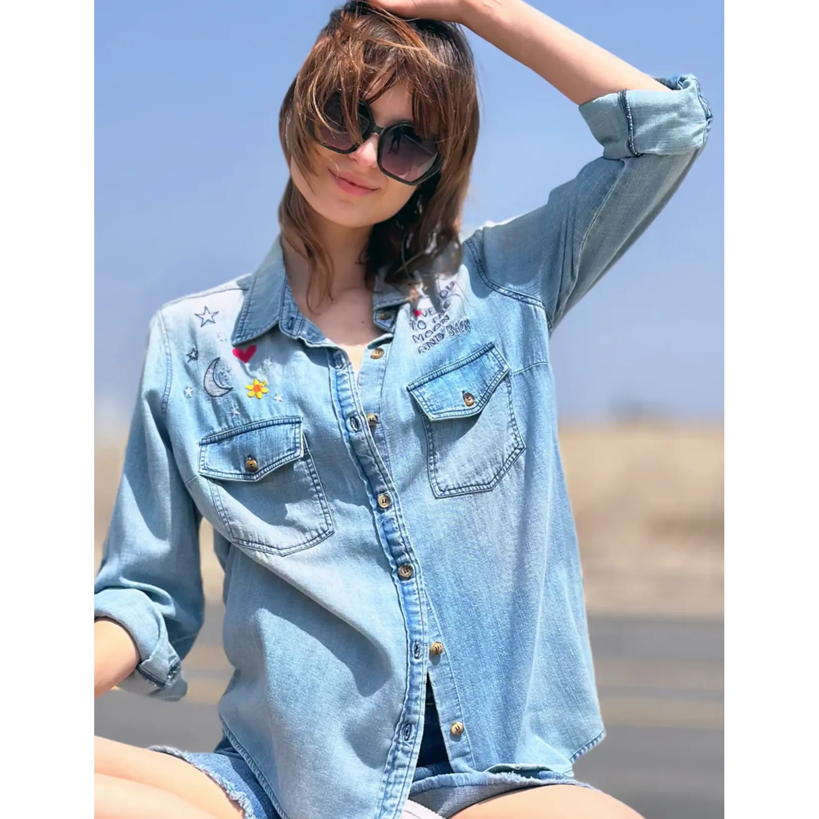Billy T To The Moon and Back Shirt - Denim