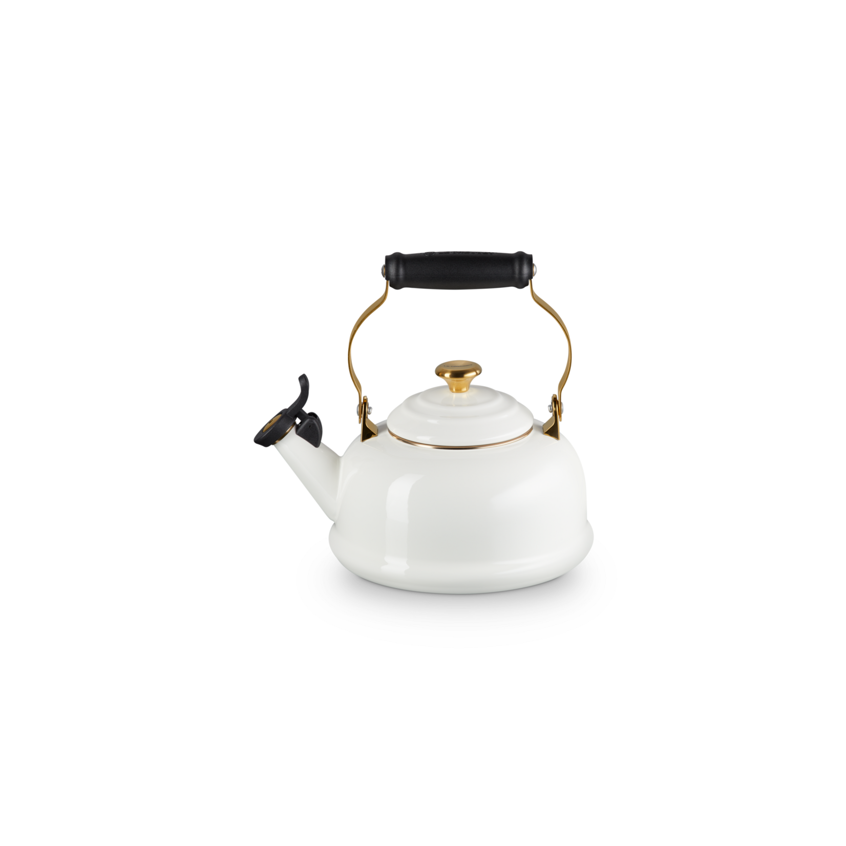 Le Creuset Noel Collection Whistling Kettle 1.7 Qt. White Signature - Light Gold