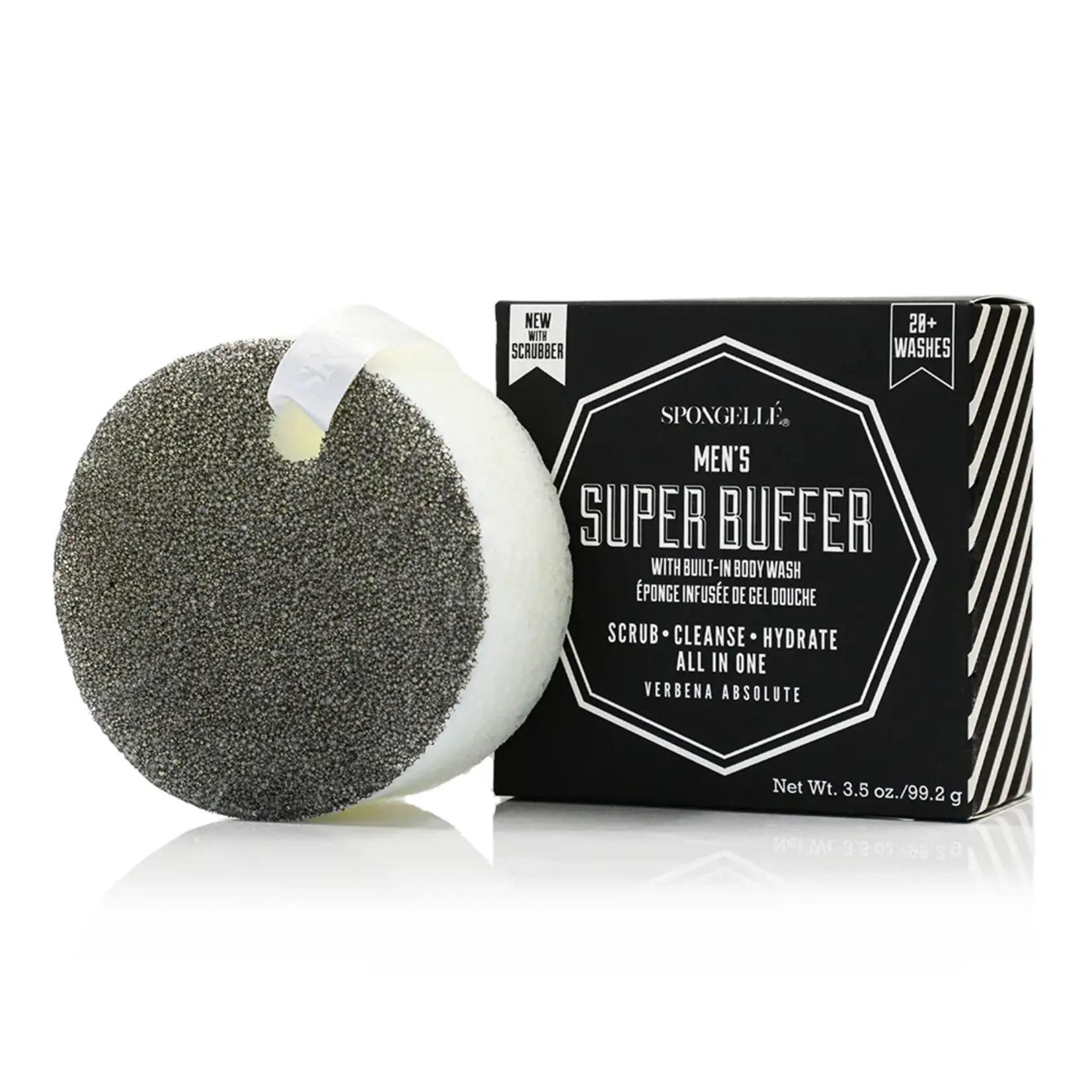 Spongelle Men's Super Buffer with Black Scrubber Verbena Absolute