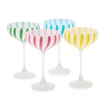Two's Company Celebration Stripe Assorted Set/4 Hand-Painted Coupe Glass