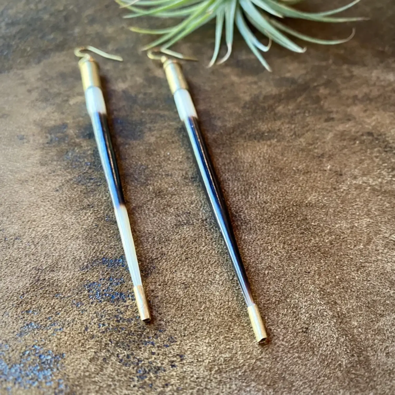 Astali Porcupine Quill in Bullet Earrings, Shell Casings