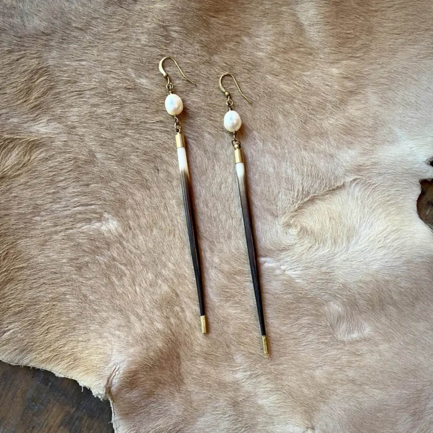 Astali Porcupine Quill & Pearl Earrings, Freshwater Pearls & Quills