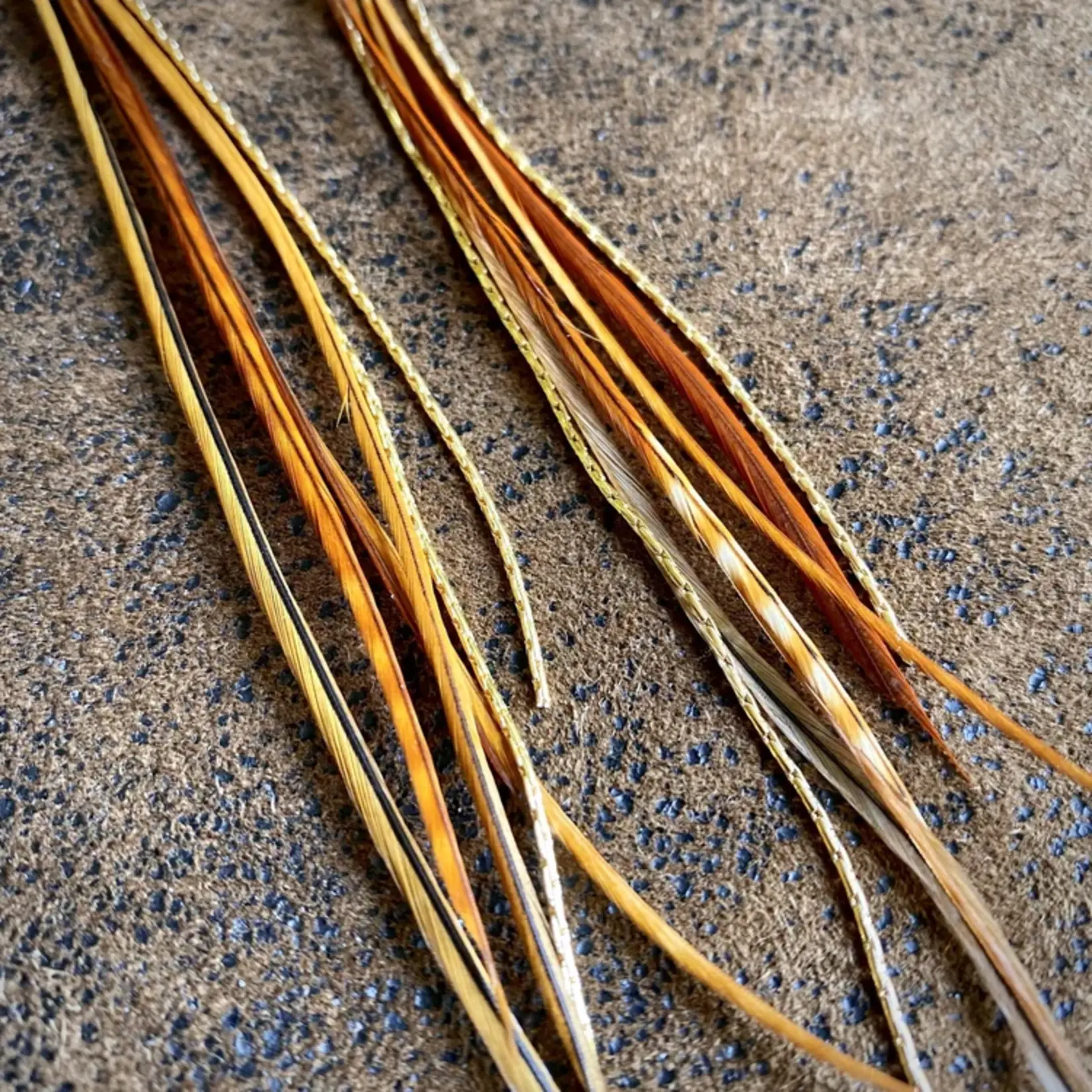 Astali Mini Feather Earrings Natural Mix/Gold, Boho Western