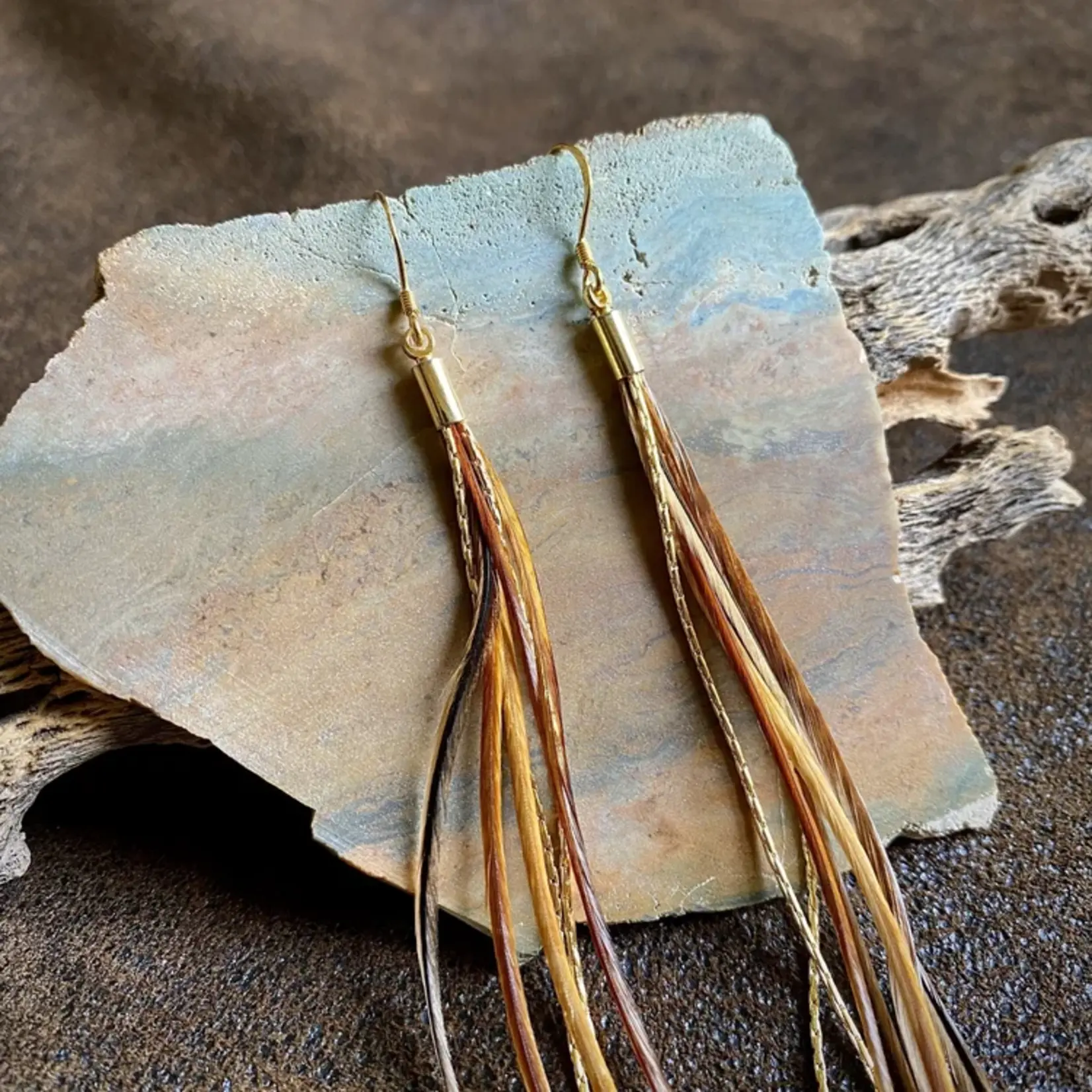 Astali Mini Feather Earrings Natural Mix/Gold, Boho Western