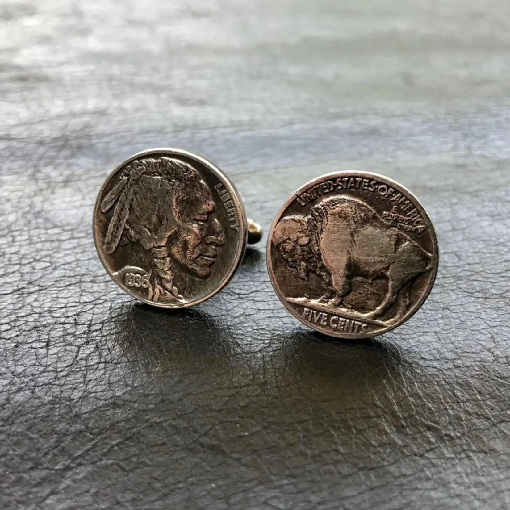 Astali Buffalo Nickel Cuff Links, Indian Head Nickel Coin Cuff Links