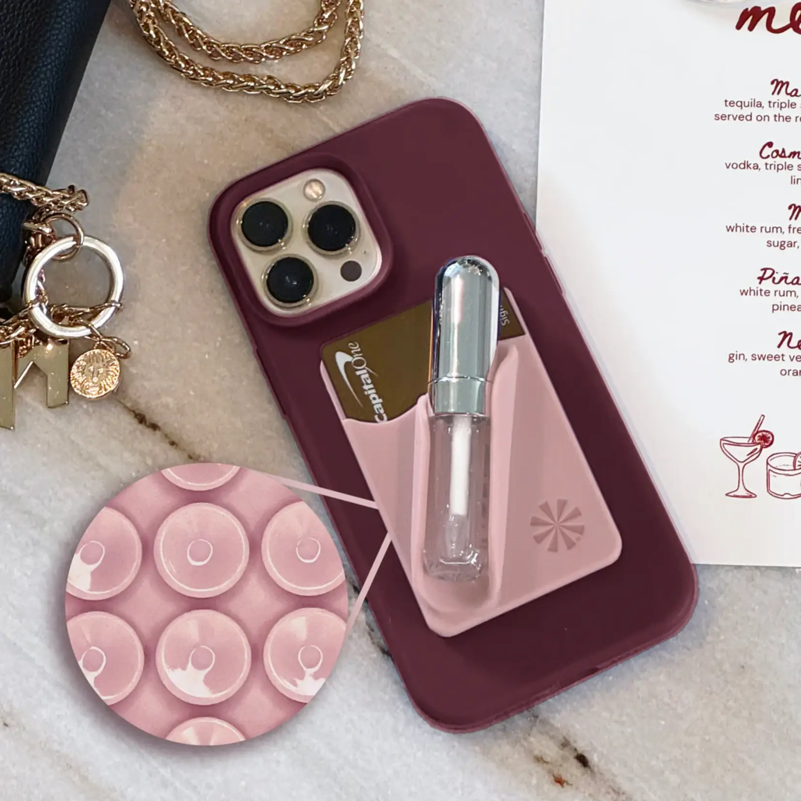 Tech Candy Bare Necessities Phone-Back Pocket : Pink