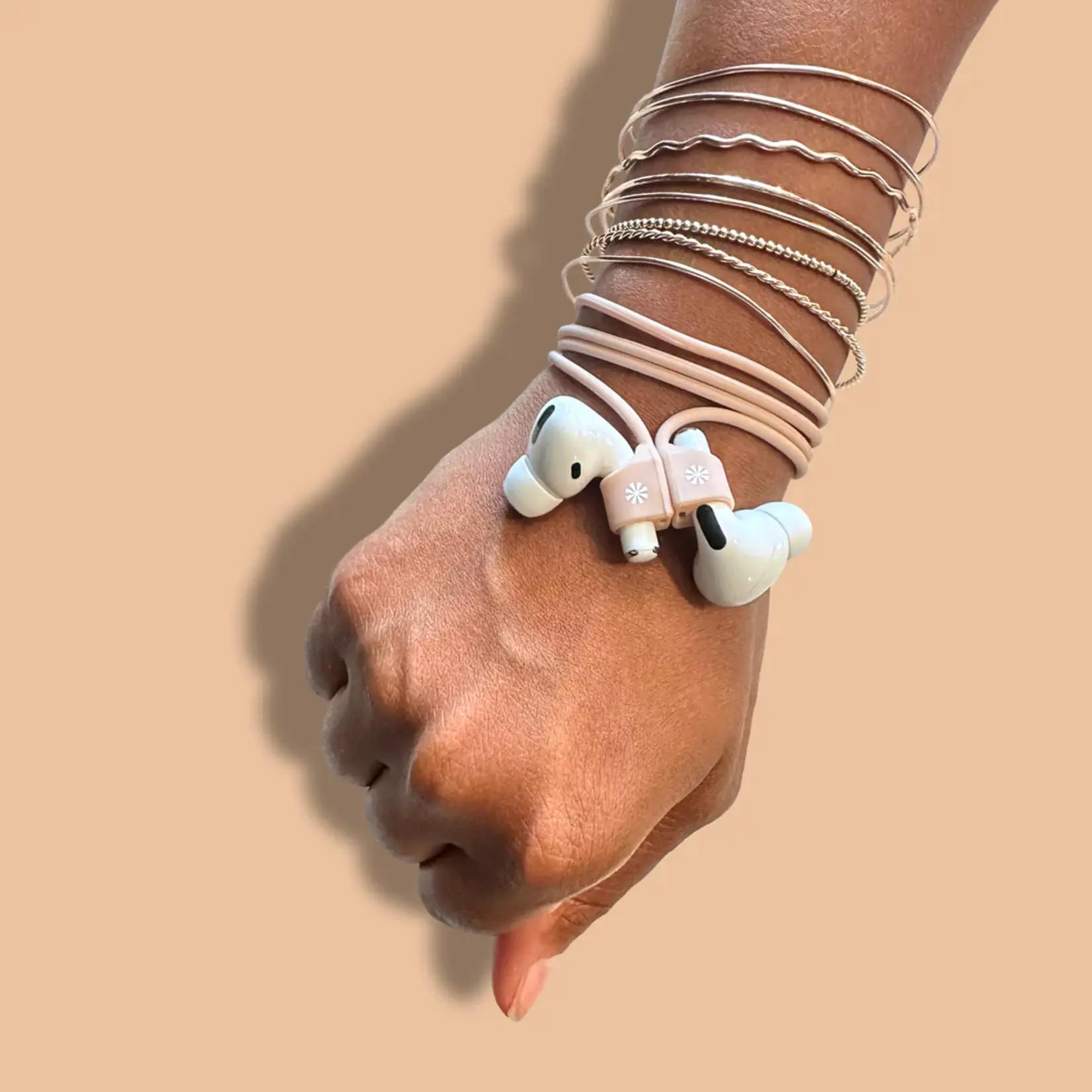 Tech Candy Pod Squad Set of 2 Earbud Tethers : Pink/Natural