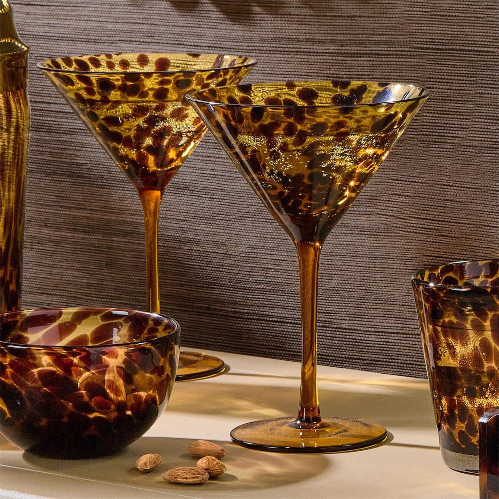 Two's Company Tortoise Print Martini Glass
