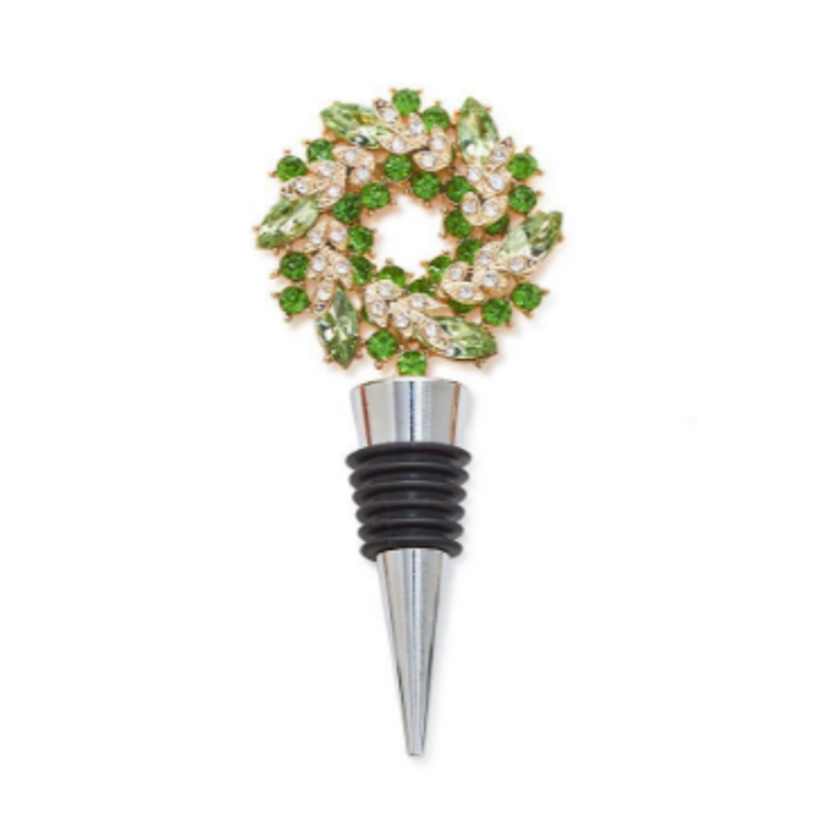 Two's Company Holiday Wreath Jeweled Bottle Stoppers in Gift Box