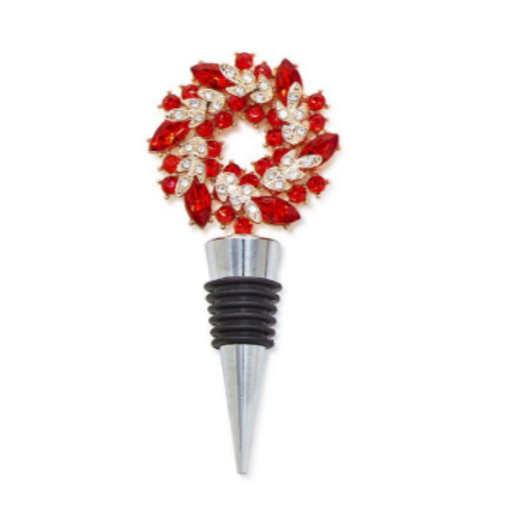 Two's Company Holiday Wreath Jeweled Bottle Stoppers in Gift Box