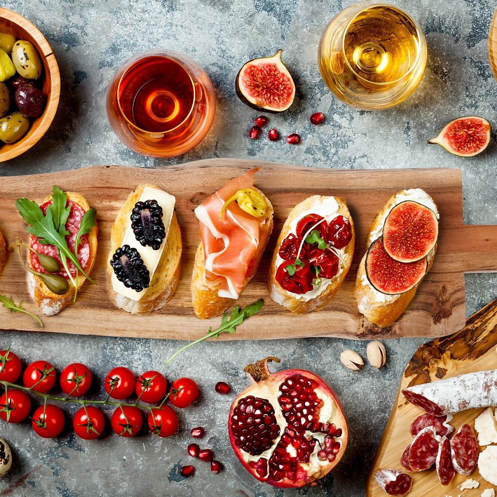 Two's Company 54" Extra Long Charcuterie / Tapas Hand-Crafted Centerpiece Serving Board