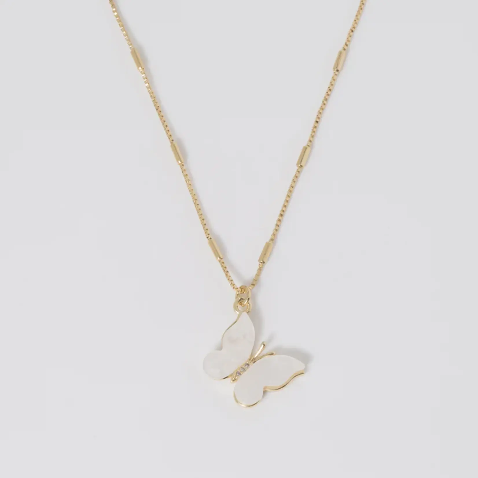 Coastal Grit Mother of Pearl  Butterfly Necklace