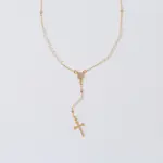 Coastal Grit Rosary Necklace Pearl